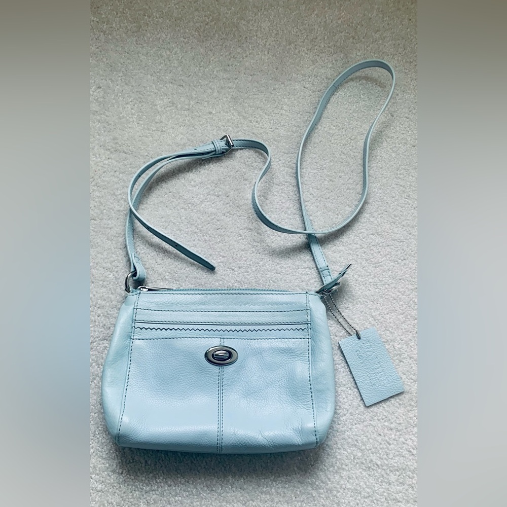 Danier Light Blue Crossbody Leather Shoulder Bag